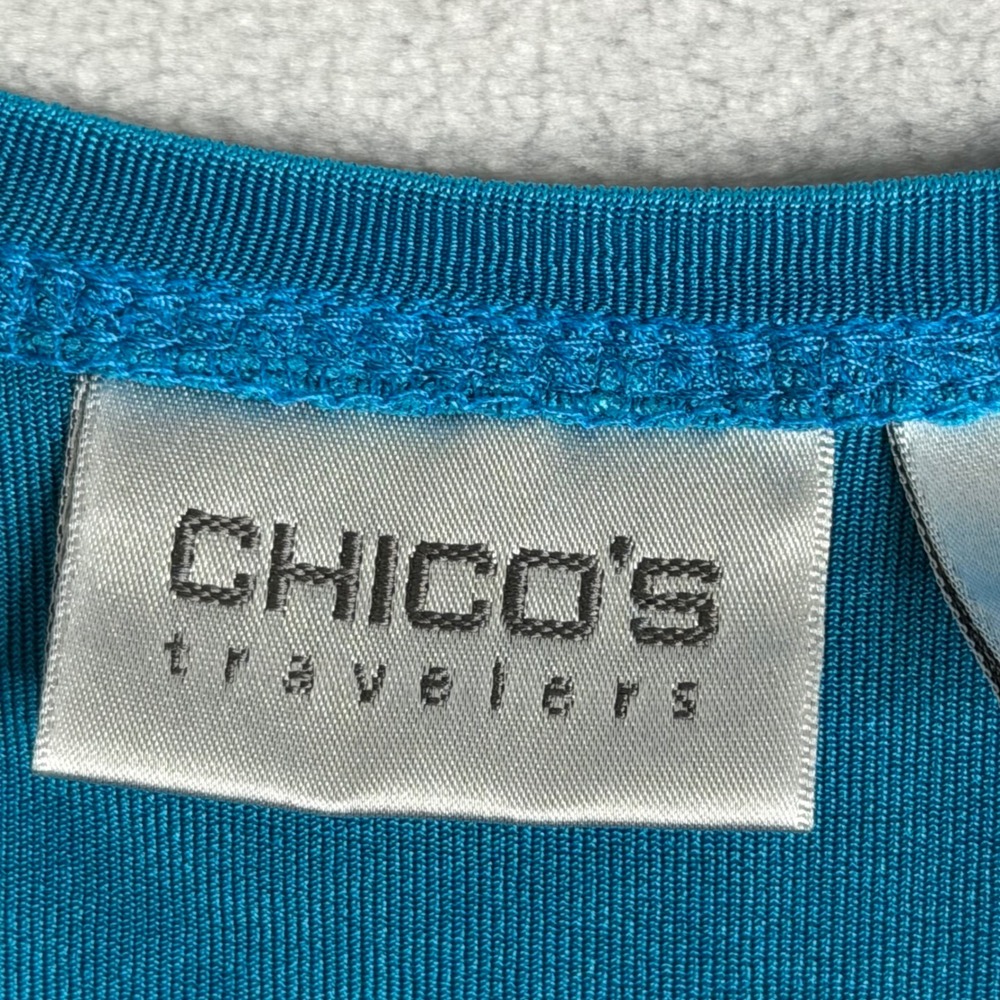 Chico's Travelers Slinky Knit Tank Top Shell Womens XL 3 Blue Stretch Travel - Picture 3 of 9
